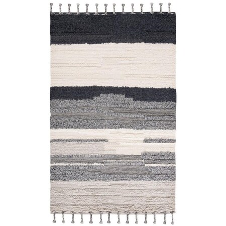 Safavieh 6 x 9 ft. Kenya 955A Tassel Hand Loomed Rectangle Area Rug Ivory & Grey KNY955A-6